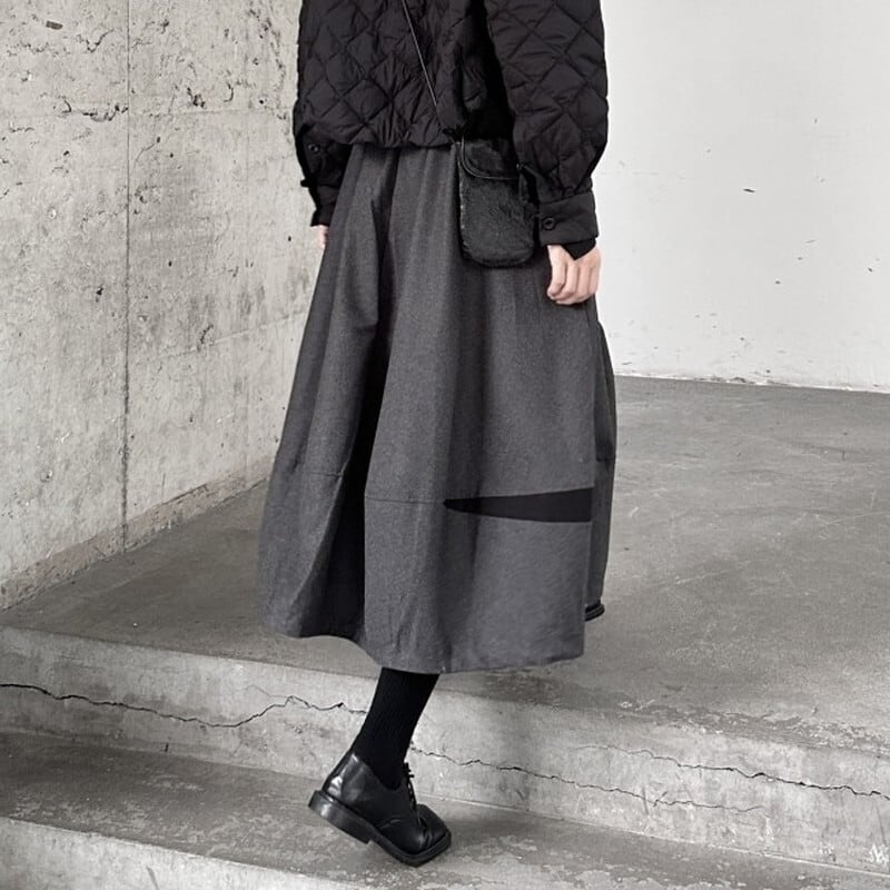 Bi-Color High-Waist Flare Skirt【TR3175】