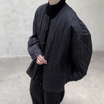 No-Collar Pleats Jacket【TR3101】