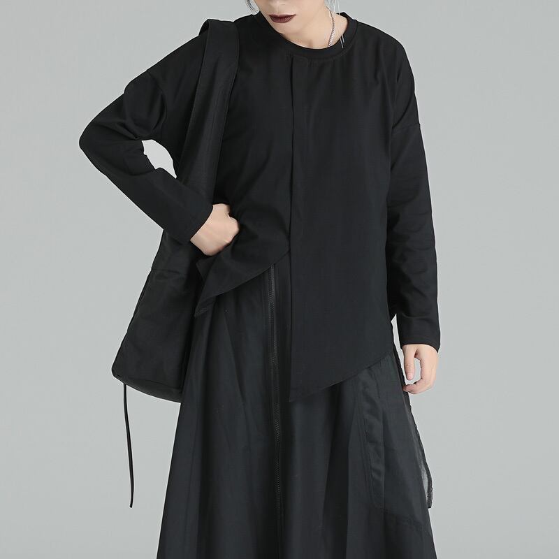 Asymmetry Round-Neck T-Shirt【TR3146】
