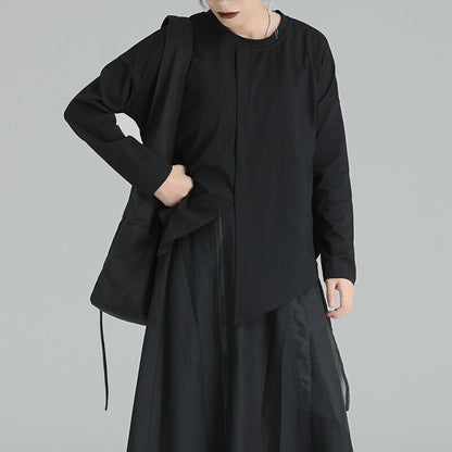 Asymmetry Round-Neck T-Shirt【TR3146】