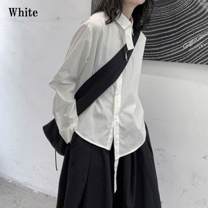 Arrange Asymemtry Collared Shirt【TR3104】