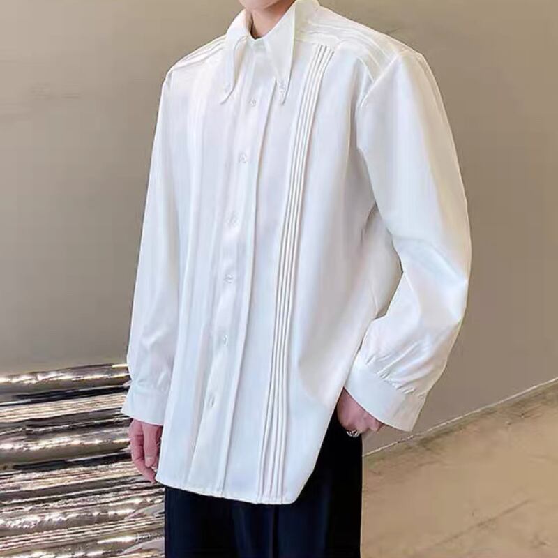 Modern Tuck-Pleat Collared Shirt【TR3340】