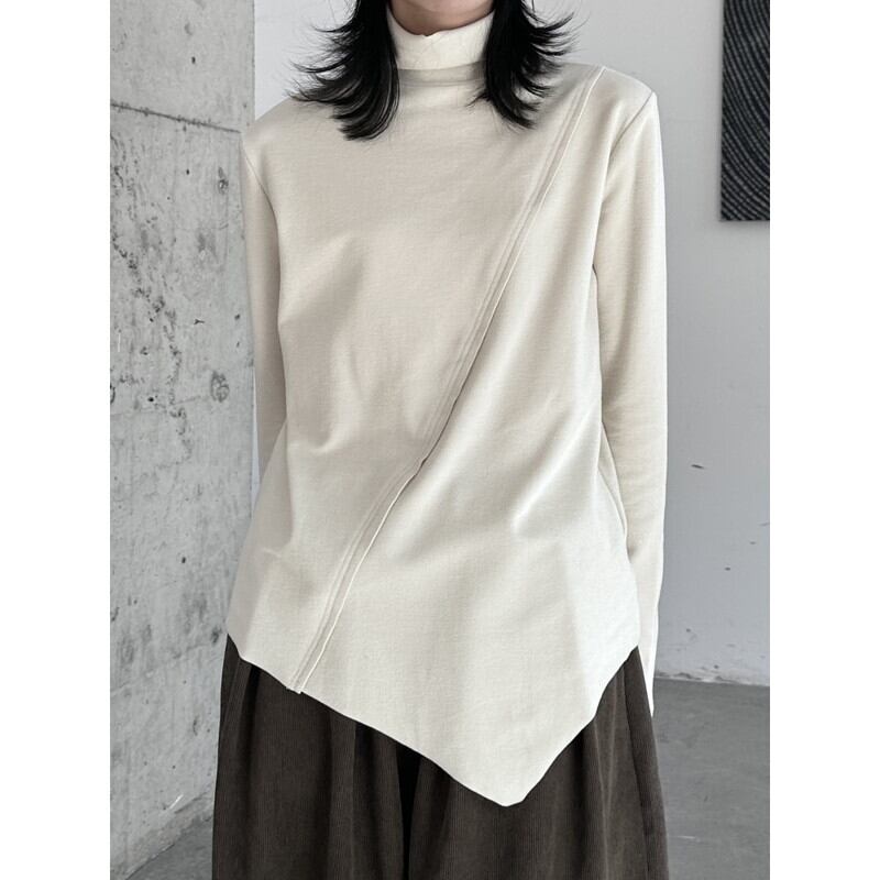 Asymmetry High-Neck T-Shirt【TR3138】