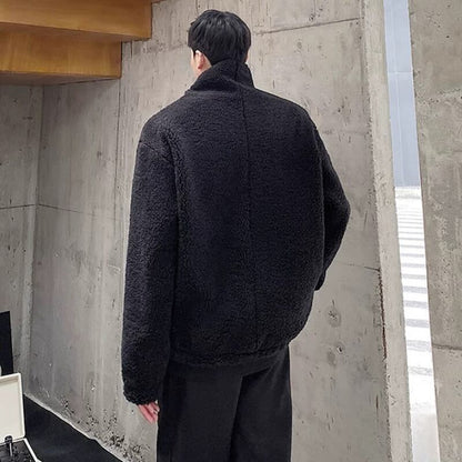 Faux Leather Pocket Fleece Jacket【TR3350】