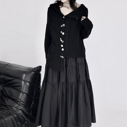 Asymmetry Off-Turtle Knit Jacket【TR3268】