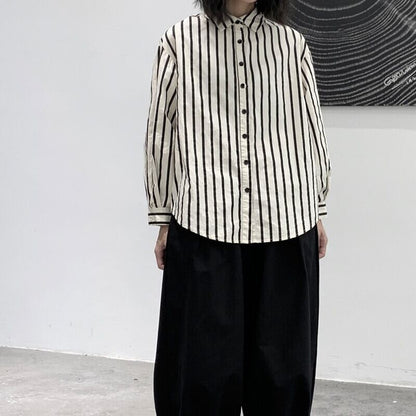 Stripe Retro Collared Shirt【TR3109】