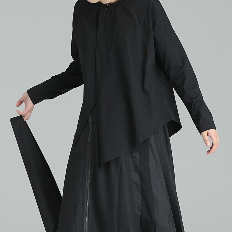 Asymmetry Round-Neck T-Shirt【TR3146】