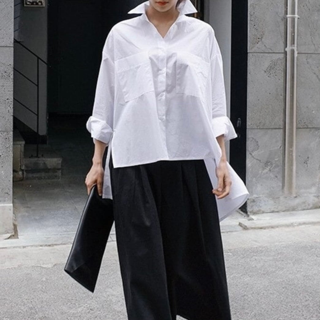 〈Unisex〉Asymmetrical Loose Shirt【TR3030】
