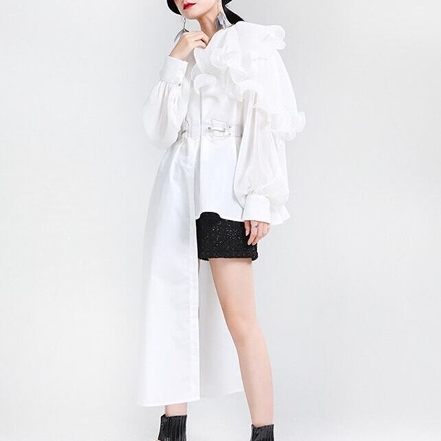 Asymmetrical Ruffle Blouse Shirt【TR1197】