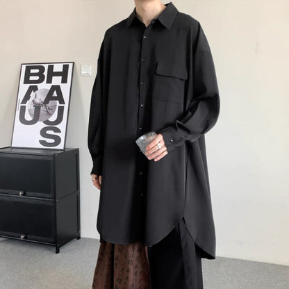 Flowy Long Collared Shirt【TR3372】