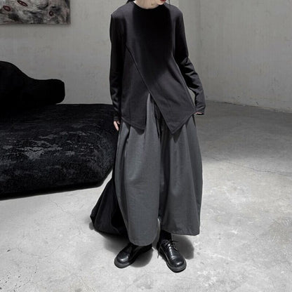 Asymmetry Slit T-Shirt【TR3141】