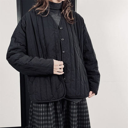 No-Collar V-Neck Jacket【TR3256】