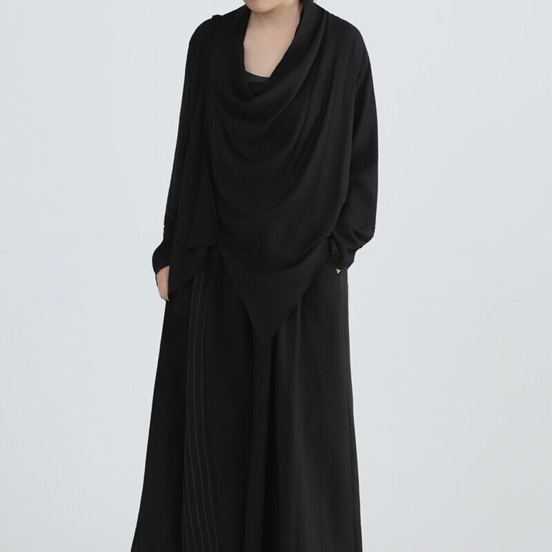 Asymmetry Drape Collared Shirt【TR3132】