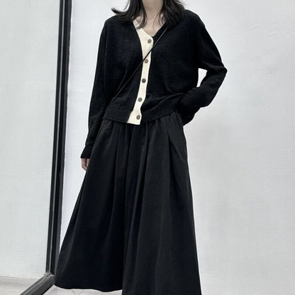 Knit Bi-Color V-Neck Jacket【TR3267】