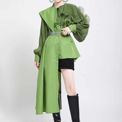 Asymmetrical Ruffle Blouse Shirt【TR1197】