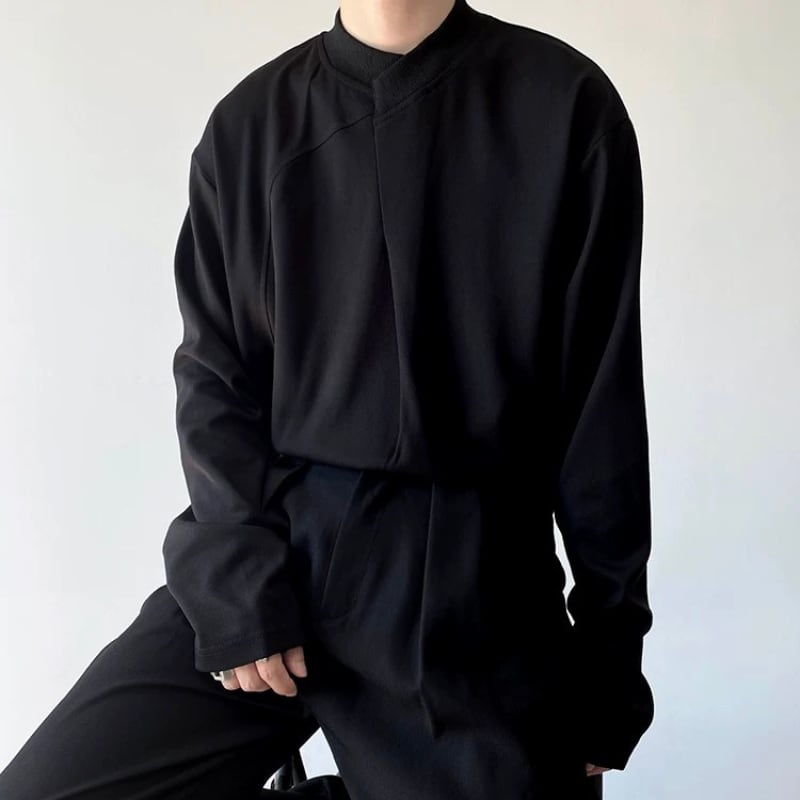 Asymmetric Curved Panel Long T-Shirt【TR3343】