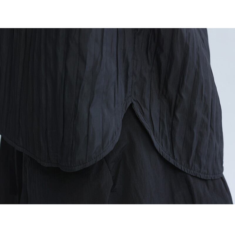 Pleats No-Collar Collared Shirt【TR3113】