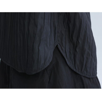 Pleats No-Collar Collared Shirt【TR3113】