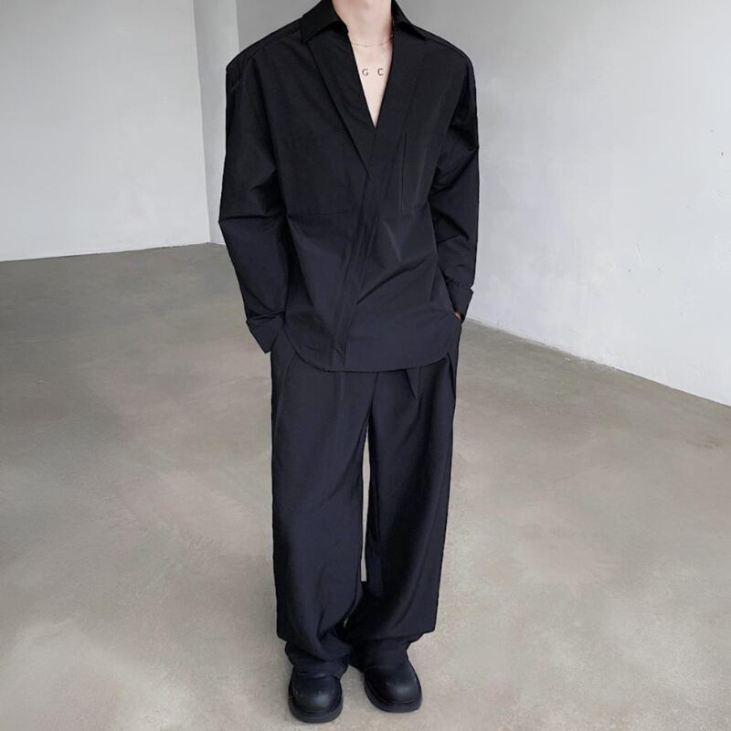 Deep V Pocket Collared Shirt【TR3359】