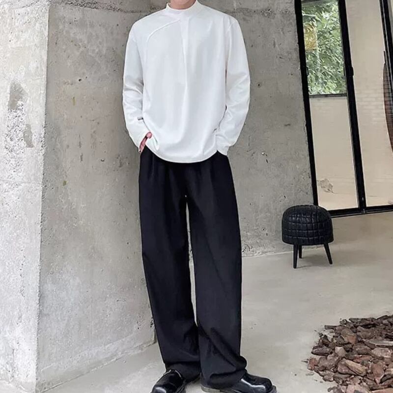 Asymmetric Curved Panel Long T-Shirt【TR3343】