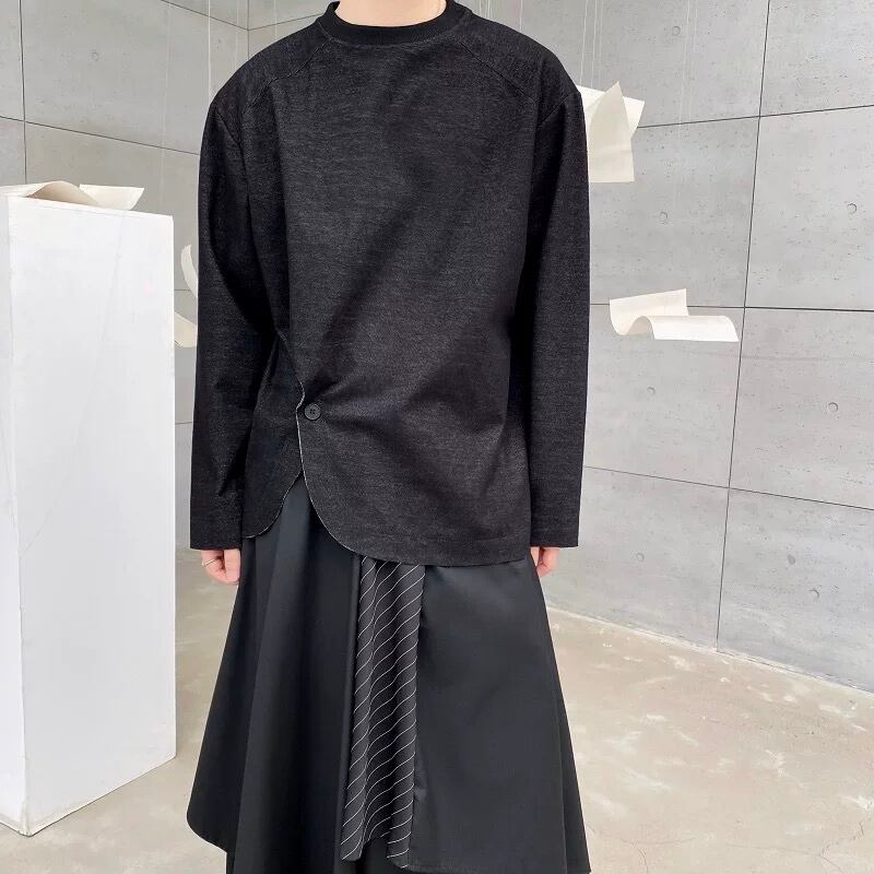 Curved Hem Cutout Long T-shirt【TR3351】