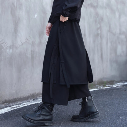 Layered-look Side Ribbon Pants【TR3298】
