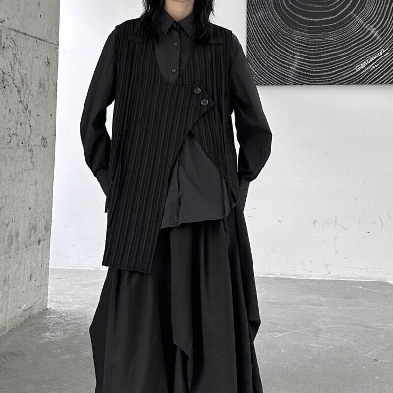 Asymmetry Stripe Vest【TR3240】