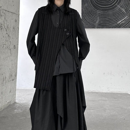 Asymmetry Stripe Vest【TR3240】