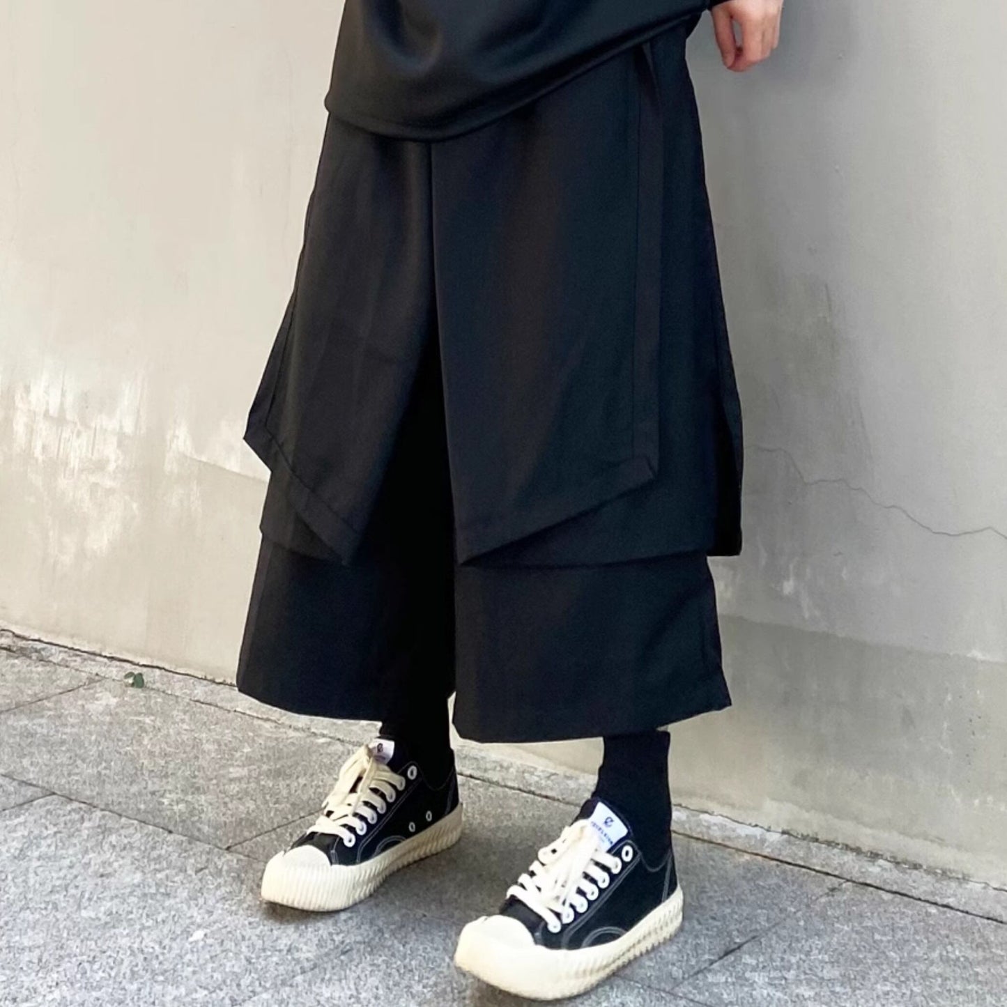Layered-look Cropped Wide Pants【TR3286】