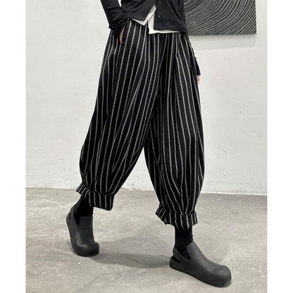 Stripe Balloon Roll-Up Pants【TR3213】