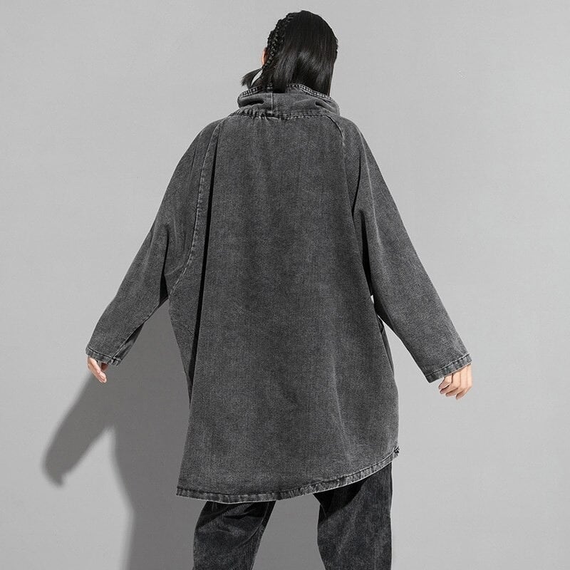 〈Unisex〉Denim Loose High-Neck Shirt【TR3010】