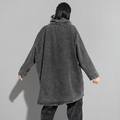 〈Unisex〉Denim Loose High-Neck Shirt【TR3010】