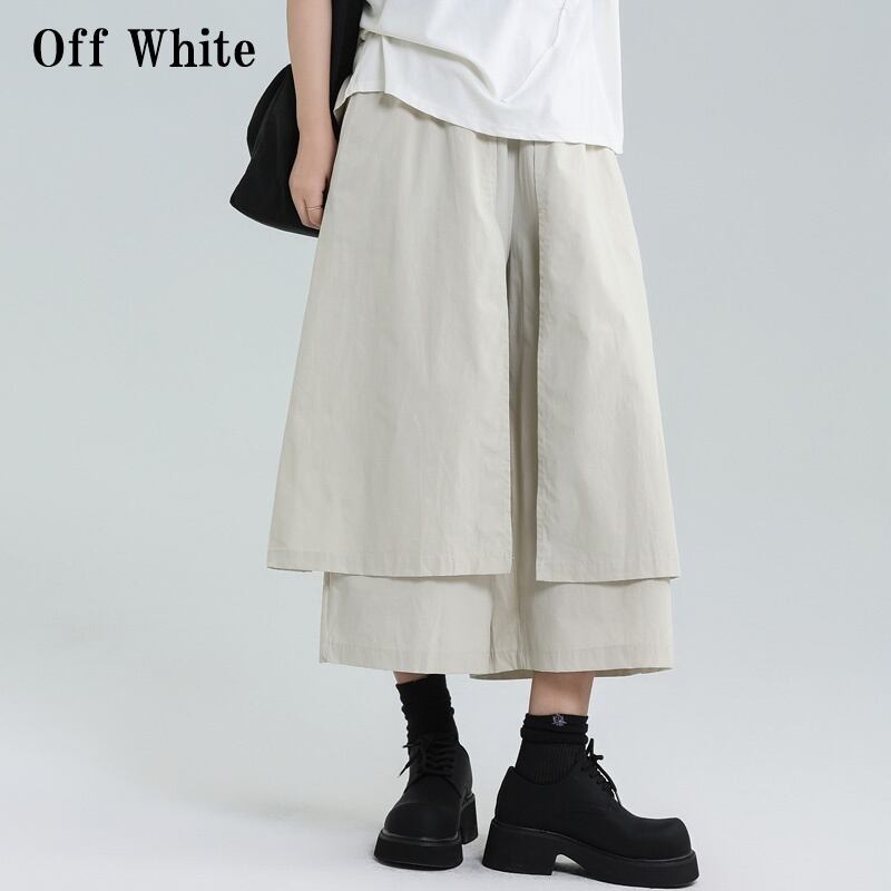 Wide Cropped Layered Pants【TR3221】
