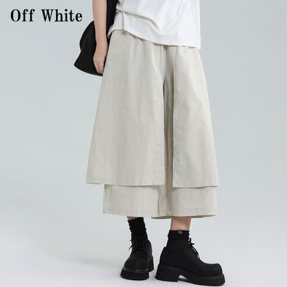 Wide Cropped Layered Pants【TR3221】