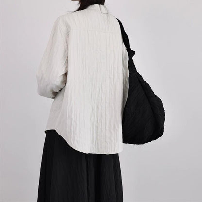Asymmetry Pleats Collared Shirt【TR3100】