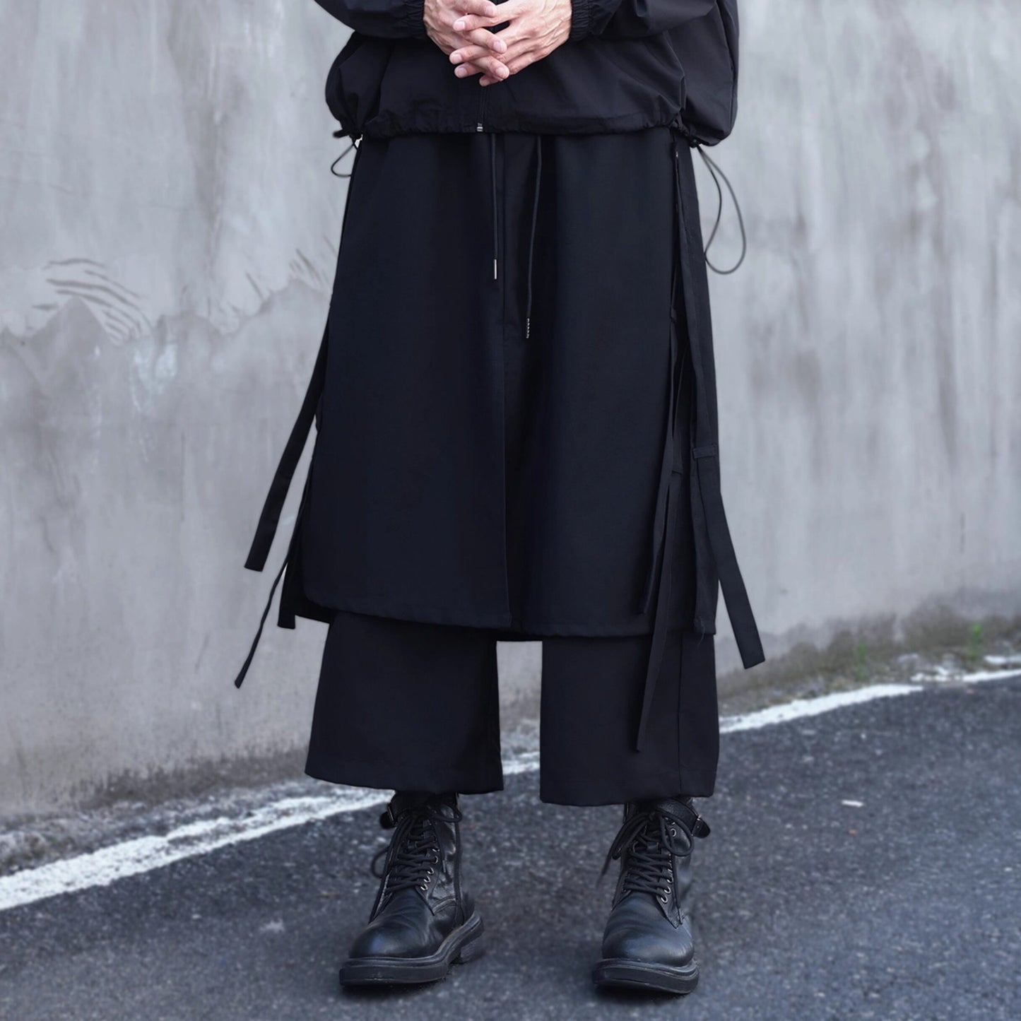 Layered-look Side Ribbon Pants【TR3298】