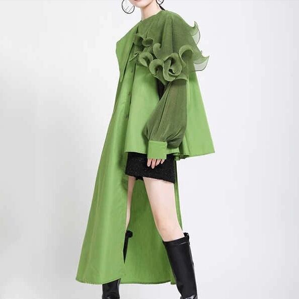 Asymmetrical Ruffle Blouse Shirt【TR1197】