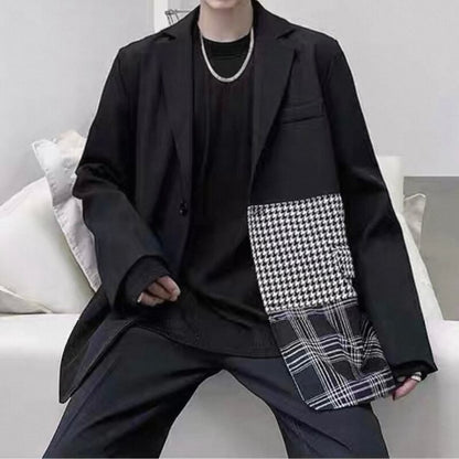Patchwork Contrast Tailored Jacket【TR3349】