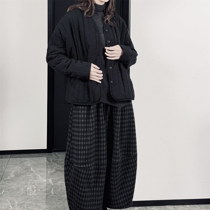 No-Collar V-Neck Jacket【TR3256】