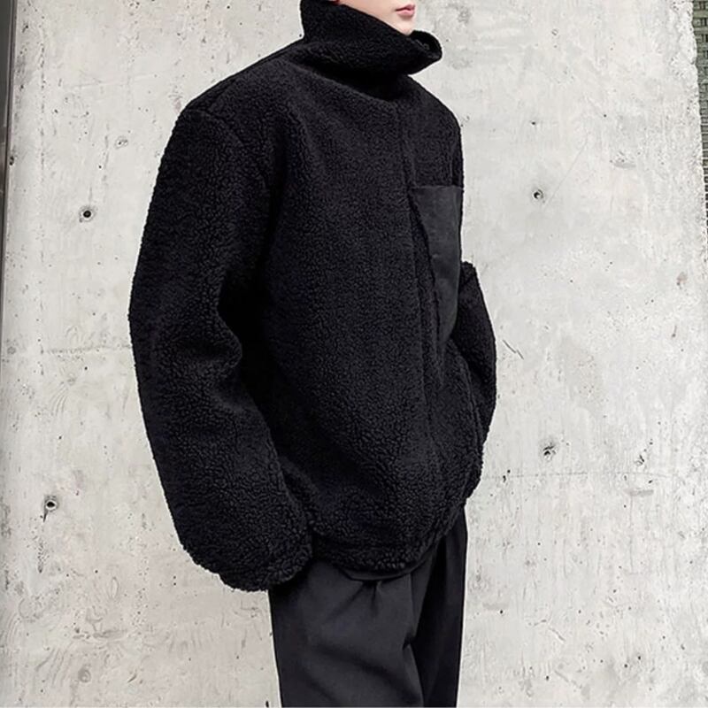 Faux Leather Pocket Fleece Jacket【TR3350】