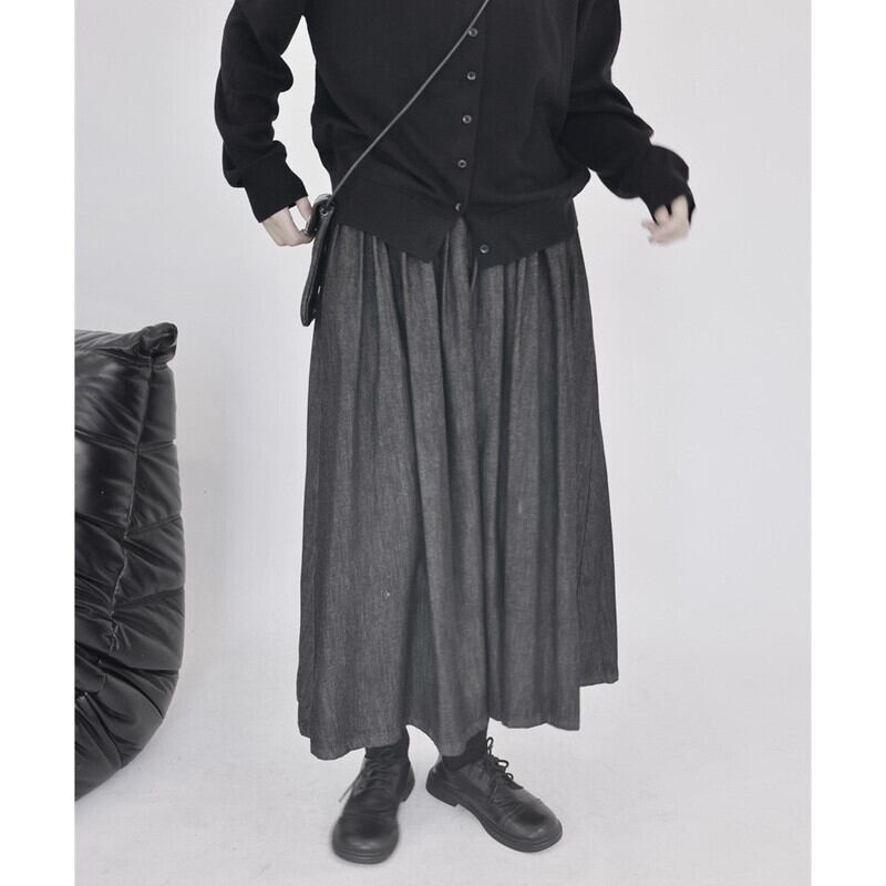 Denim Pleats Skirt【TR3176】