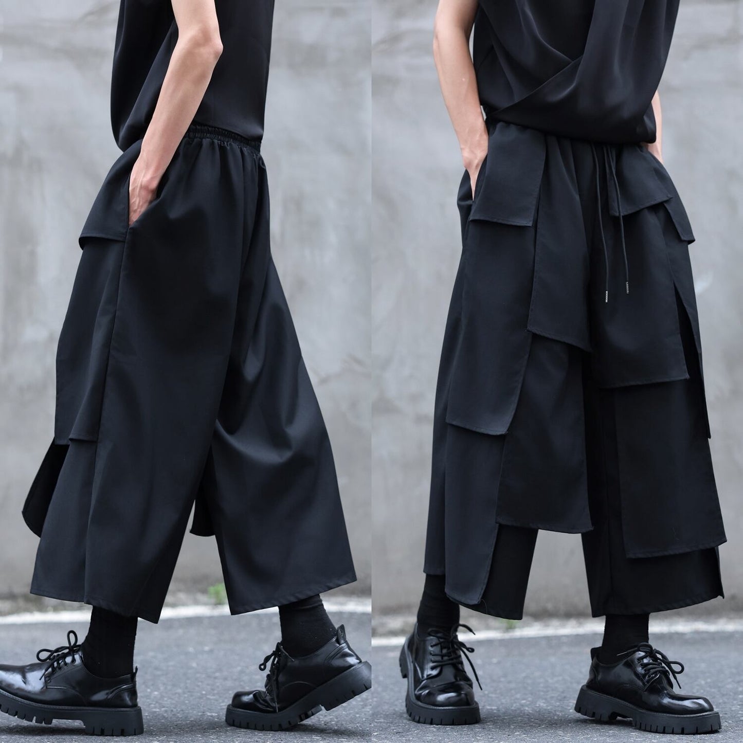 Patchwork Ankle Wide Pants【TR3320】