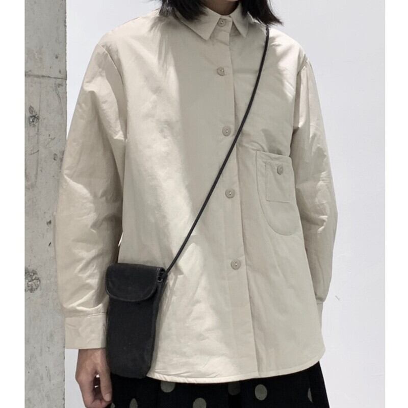 Quilting Wrinkled Collared Shirt【TR3106】