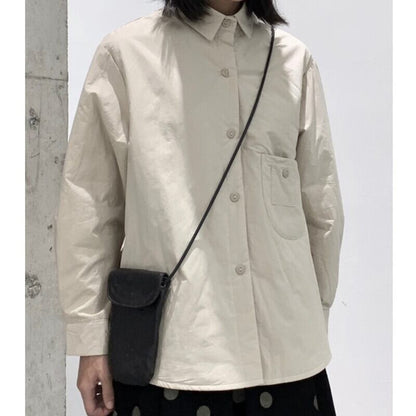 Quilting Wrinkled Collared Shirt【TR3106】