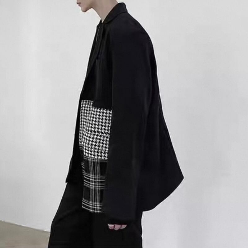 Patchwork Contrast Tailored Jacket【TR3349】