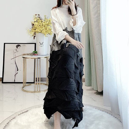 Tricolor Wrinkled All-in-one Dress【TR1454】