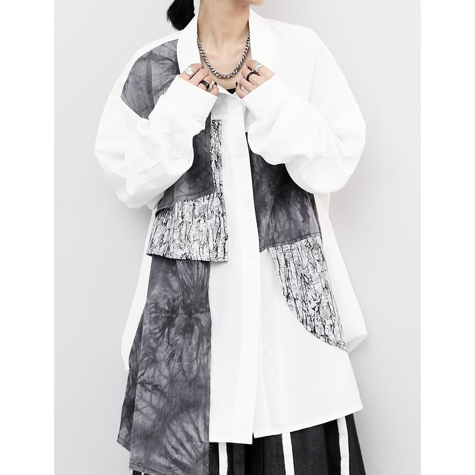 〈Unisex〉Patchwork Nichi Irregular Shirt【TR1324】