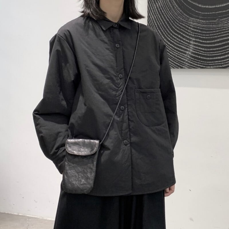 Quilting Wrinkled Collared Shirt【TR3106】