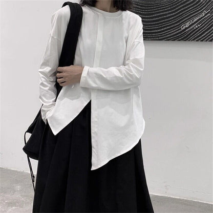 Asymmetry No-Collar Collared Shirt【TR3137】