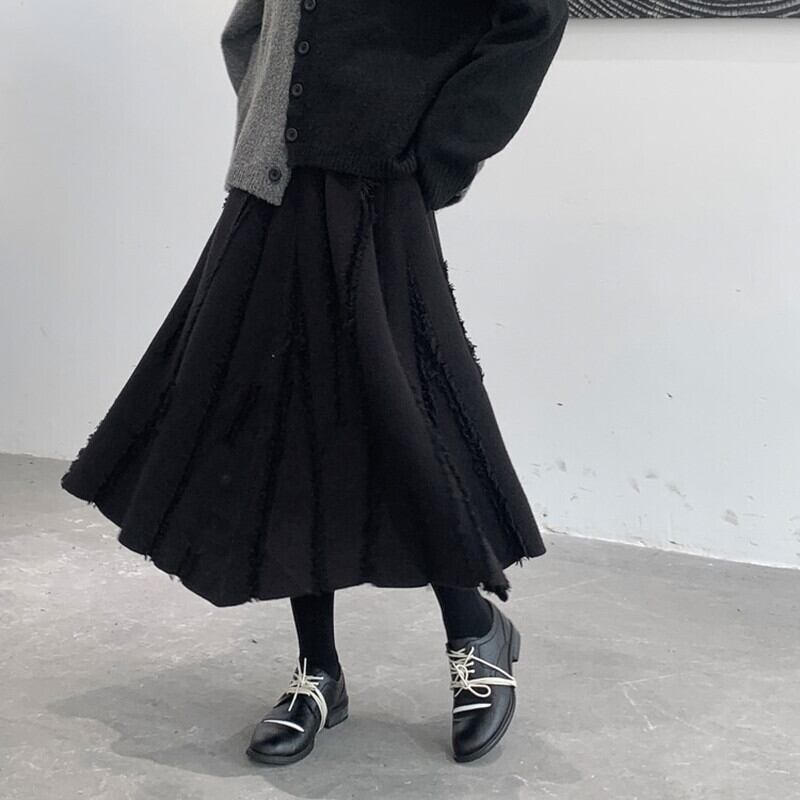 Knit Flare Frill Skirt【TR3185】